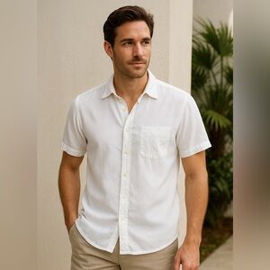 Frescobol Carioca Men’s White Seersucker Button-Up Shirt XL Resort Casual Summer